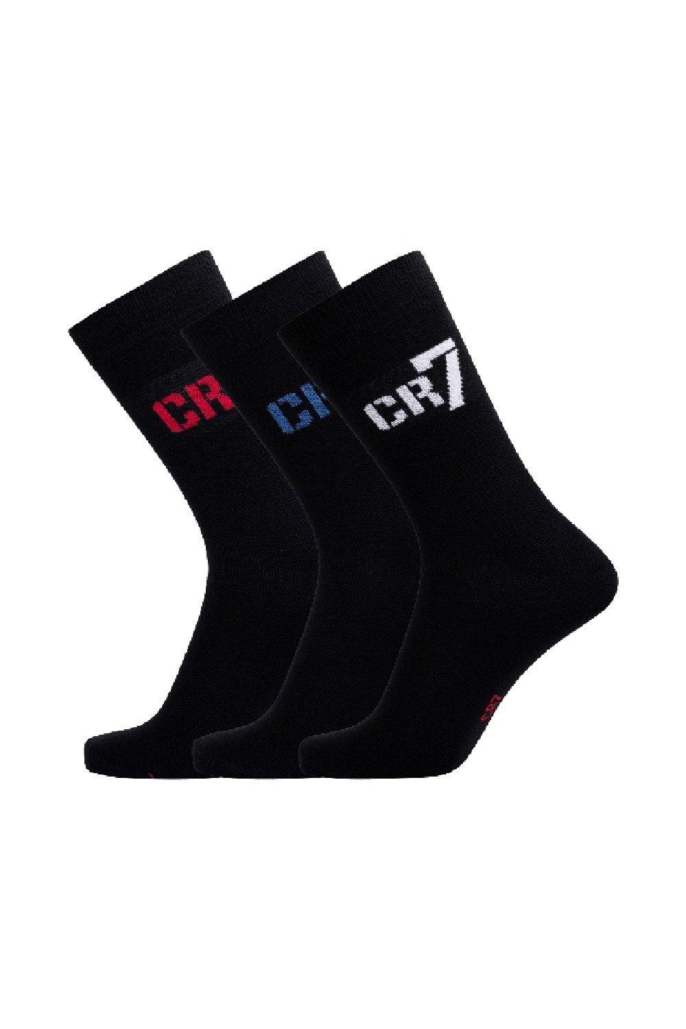 цена Комплект из 3 школьных дышащих хлопковых спортивных носков для футбола CR7, мультиколор