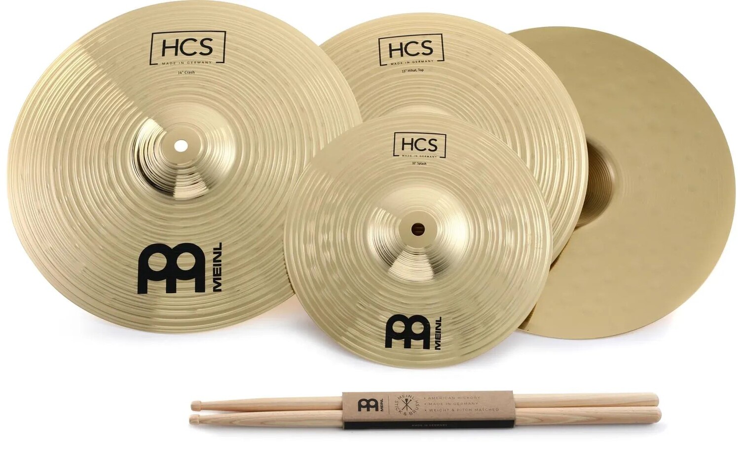 

Бесплатный набор тарелок Meinl HCS Three — 13/14 дюймов — с бесплатными 10-дюймовыми сплешами, палочками и 3 электронными уроками