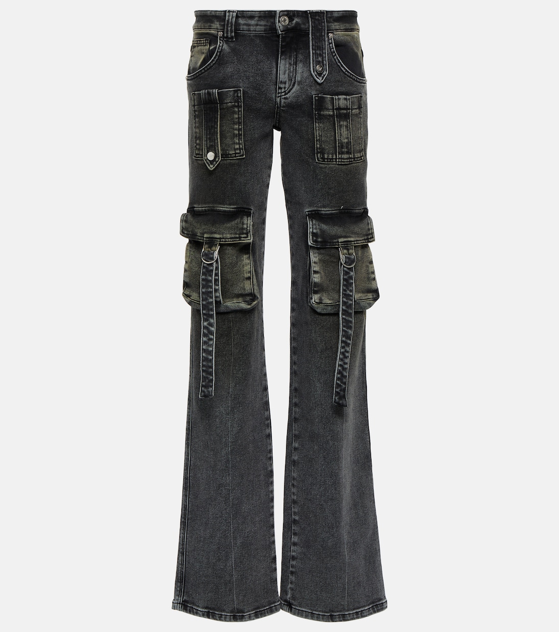 Джинсовые брюки карго с низкой посадкой Blumarine, черный джинсовые брюки карго с низкой посадкой blumarine черный