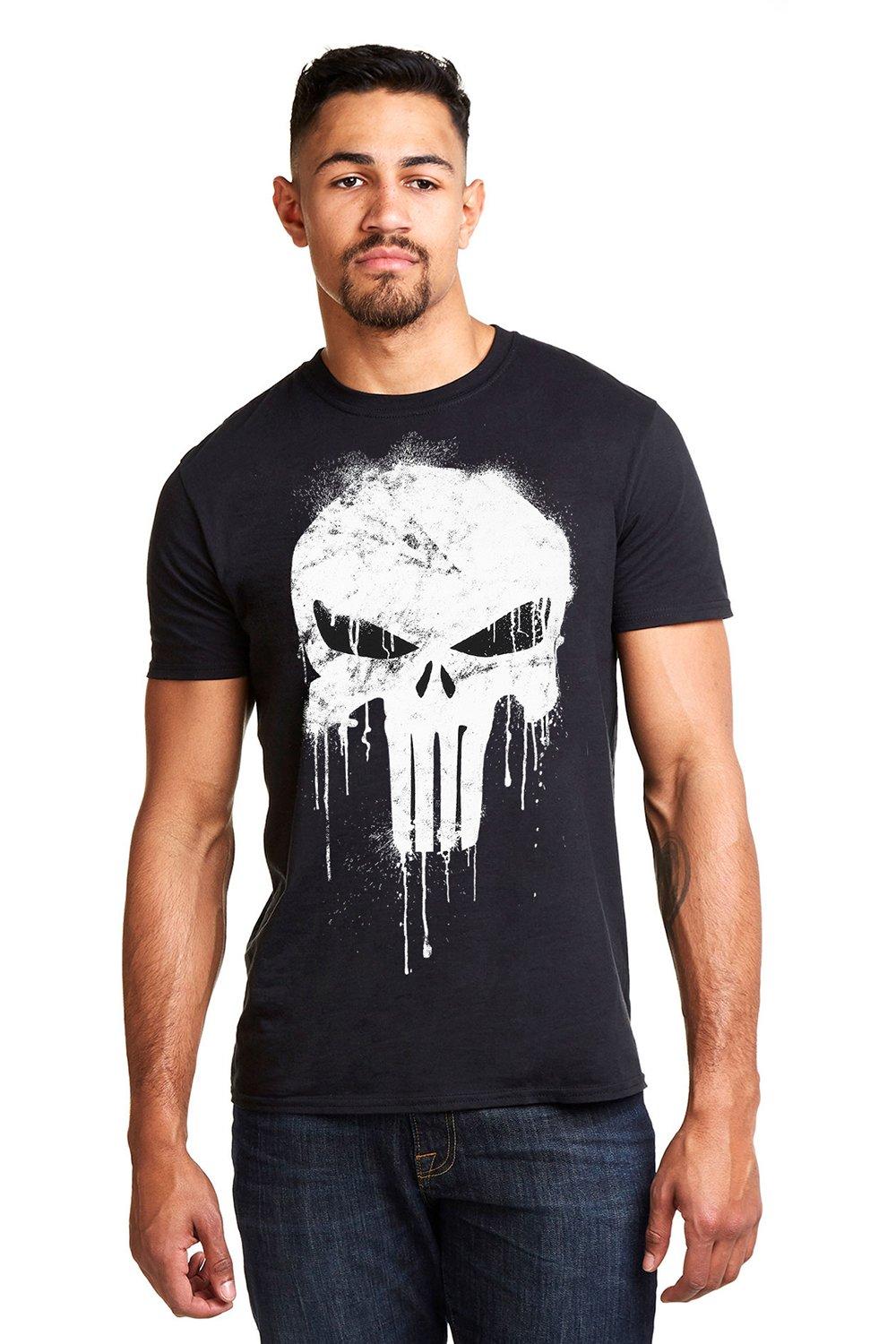 Хлопковая футболка Punisher Skull Marvel, черный the punisher skull key chain punisher skeleton keyring men keychains terminator skull head logo keychains cosplay jewelry