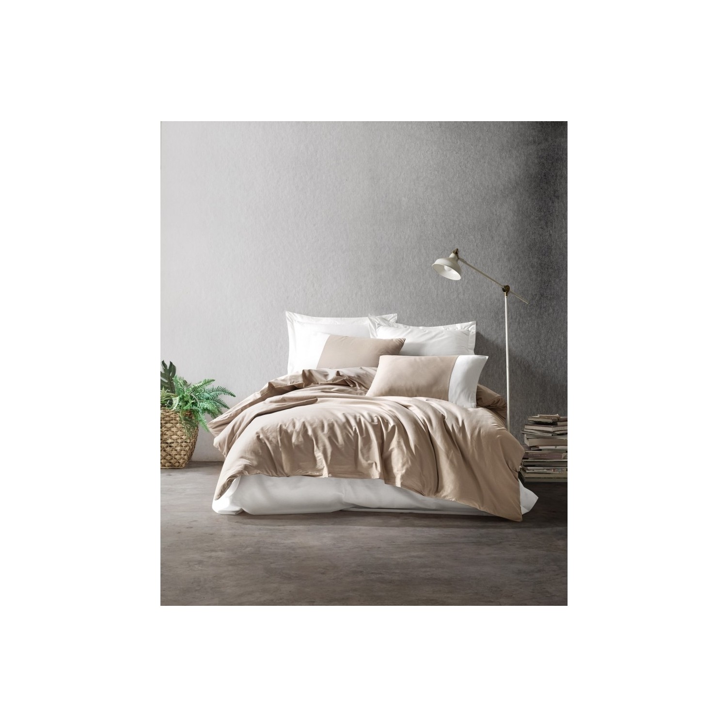 Комплект постельного белья Cotton Box Plain Line Ranforce, двойная норка, кремовый nily vizon triko babet ayakkabı