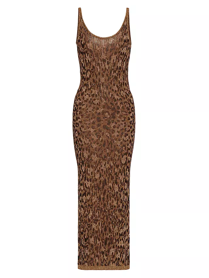 

Жаккардовое платье Animalier из хлопка и люрекса Valentino Garavani, цвет animal print