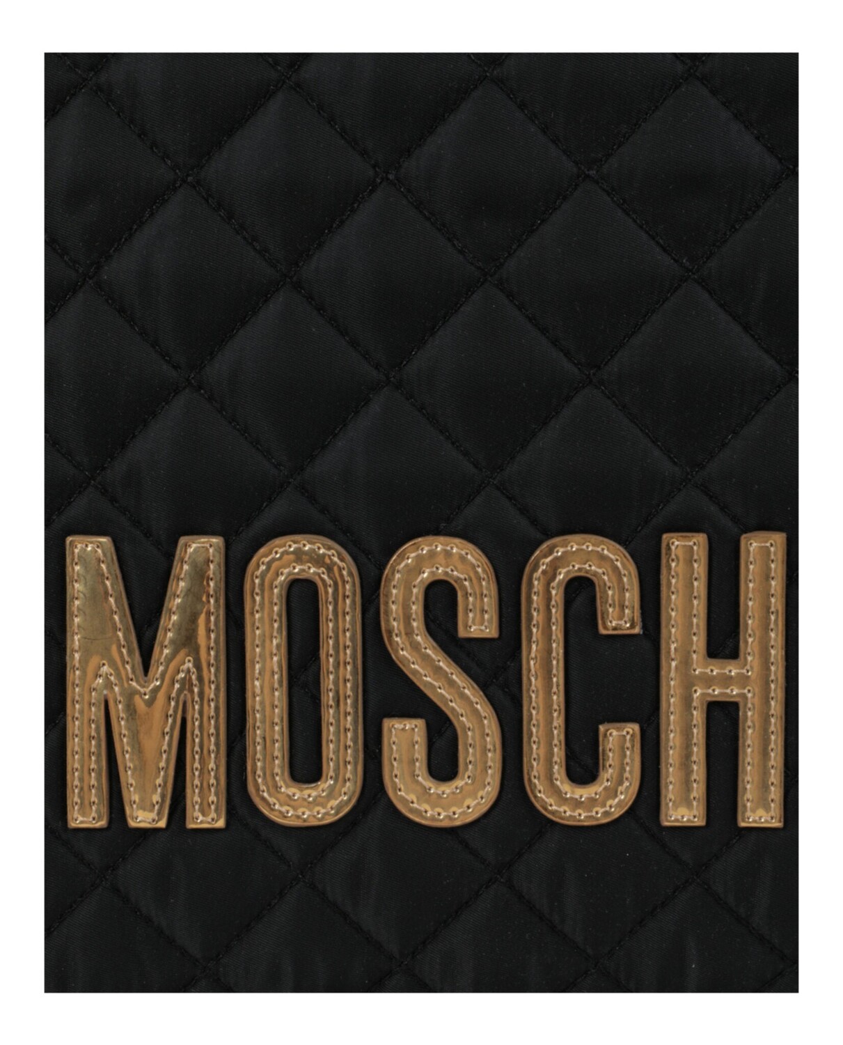 

Стеганая нейлоновая сумка-тоут с логотипом Moschino, цвет Black Gold