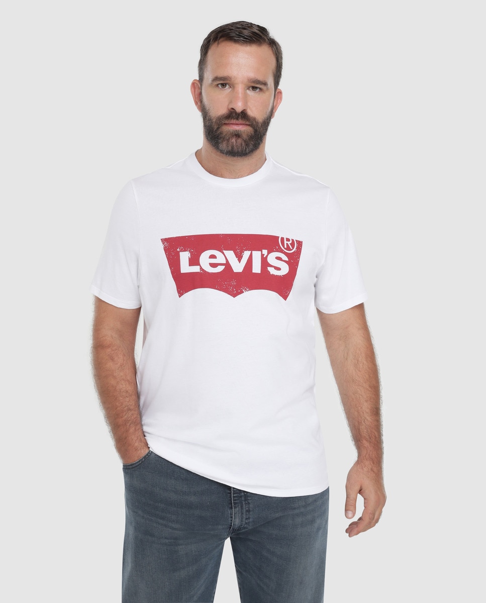 

Мужская белая футболка с короткими рукавами больших размеров Levi's, белый
