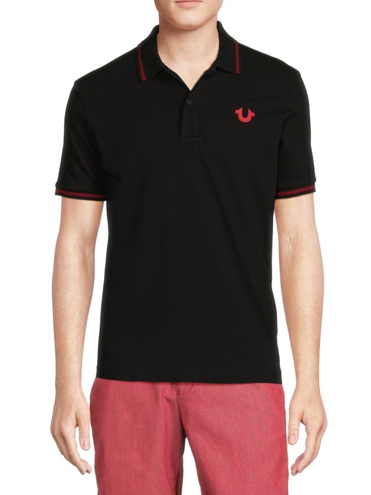 

Хлопковая рубашка-поло с логотипом True Religion, цвет Black Red