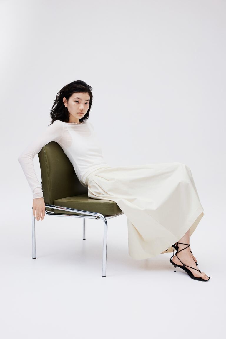 

Плиссированная юбка-трапеция H&M, бежевый