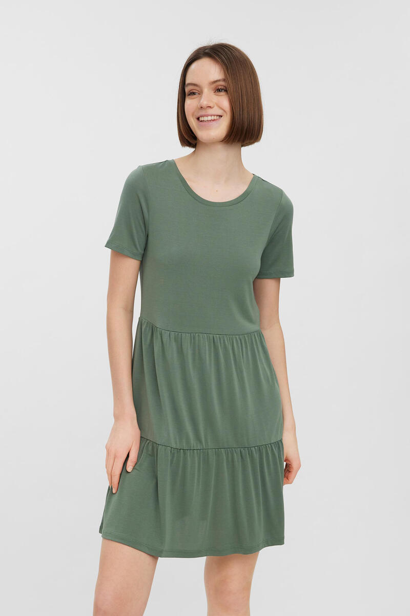 Короткое платье Vero Moda, зеленый платье с короткими рукавами и круглым вырезом l розовый