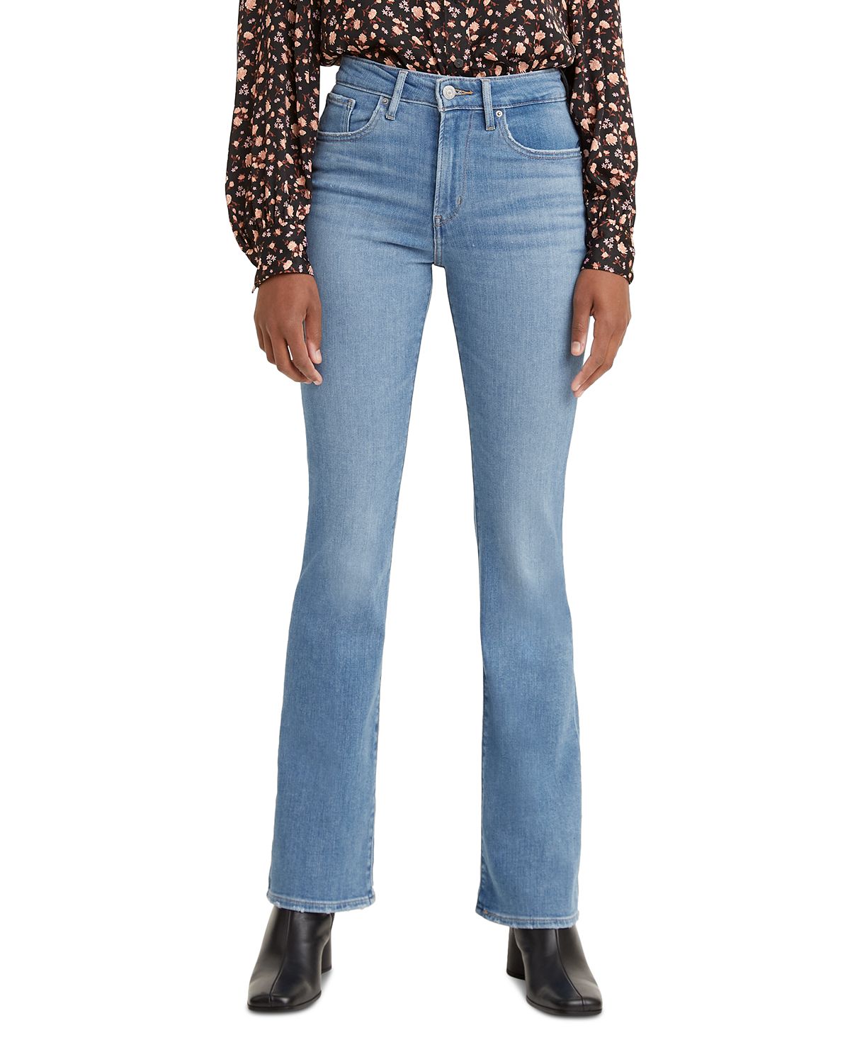 Классические эластичные джинсы Bootcut 725 с высокой талией Levi's цена и фото