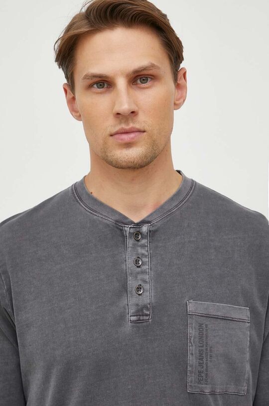

Хлопковая рубашка с длинными рукавами Kingston Pepe Jeans, серый
