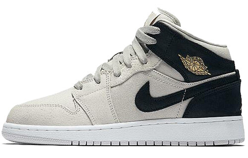 

Jordan 1 Mid Light Bone Metallic Gold Black (GS)