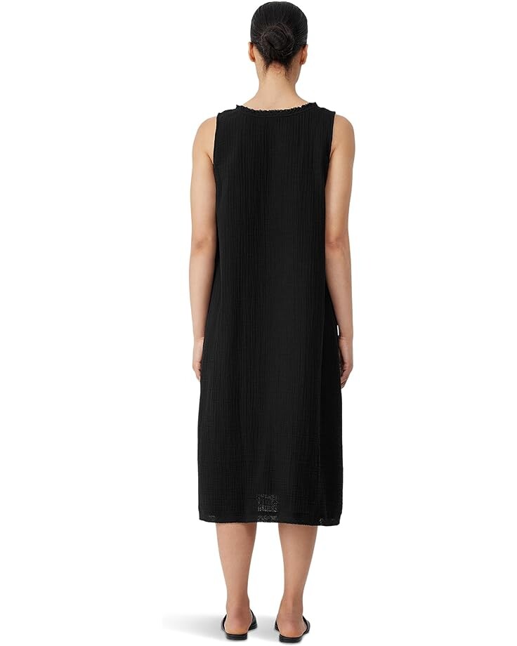 

Платье Eileen Fisher Scoop Neck Calf Length Dress, черный