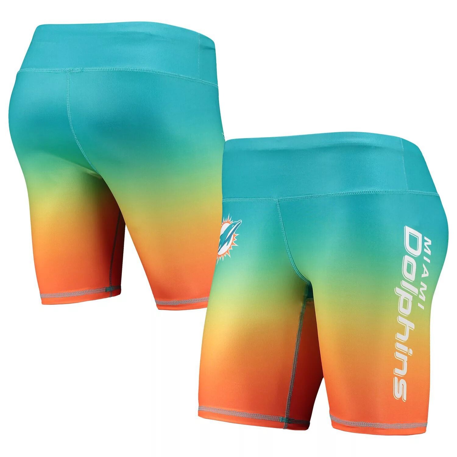 

Женские байкерские шорты с градиентом FOCO Aqua Miami Dolphins