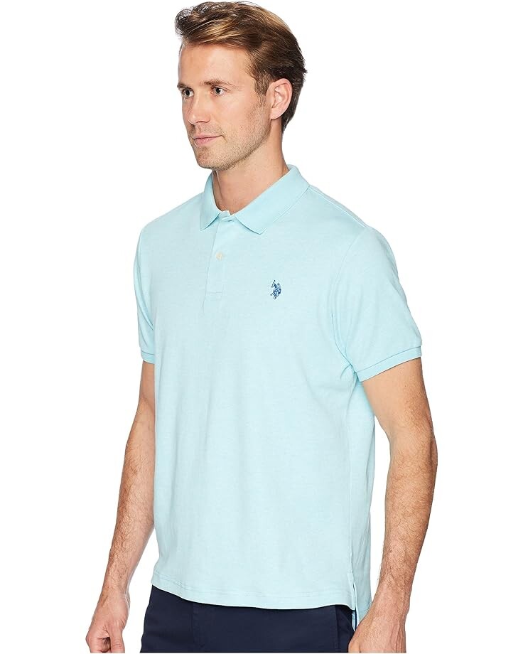 

Поло U.S. POLO ASSN. Solid Interlock Polo, цвет Artist Aqua Heather