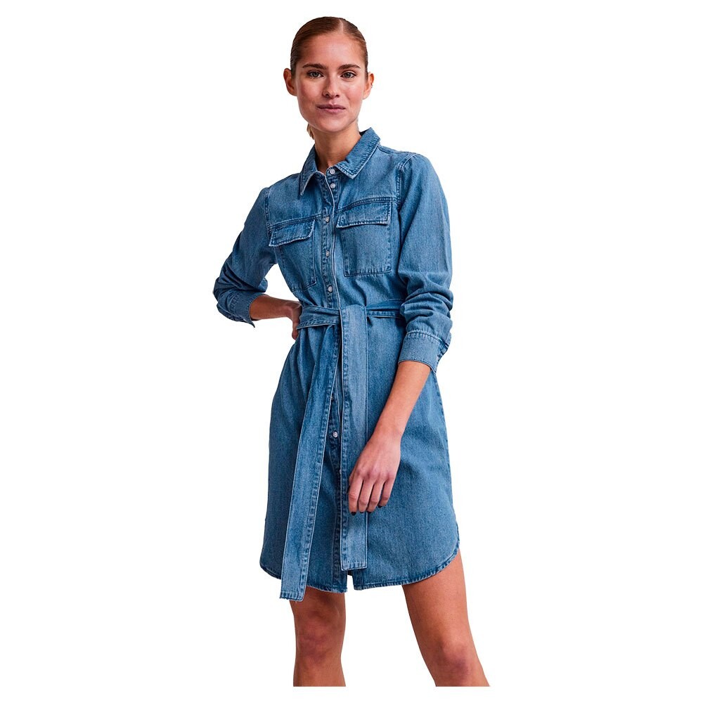 

Платье с длинным рукавом Pieces Osalina Midi Denim Mb, синий