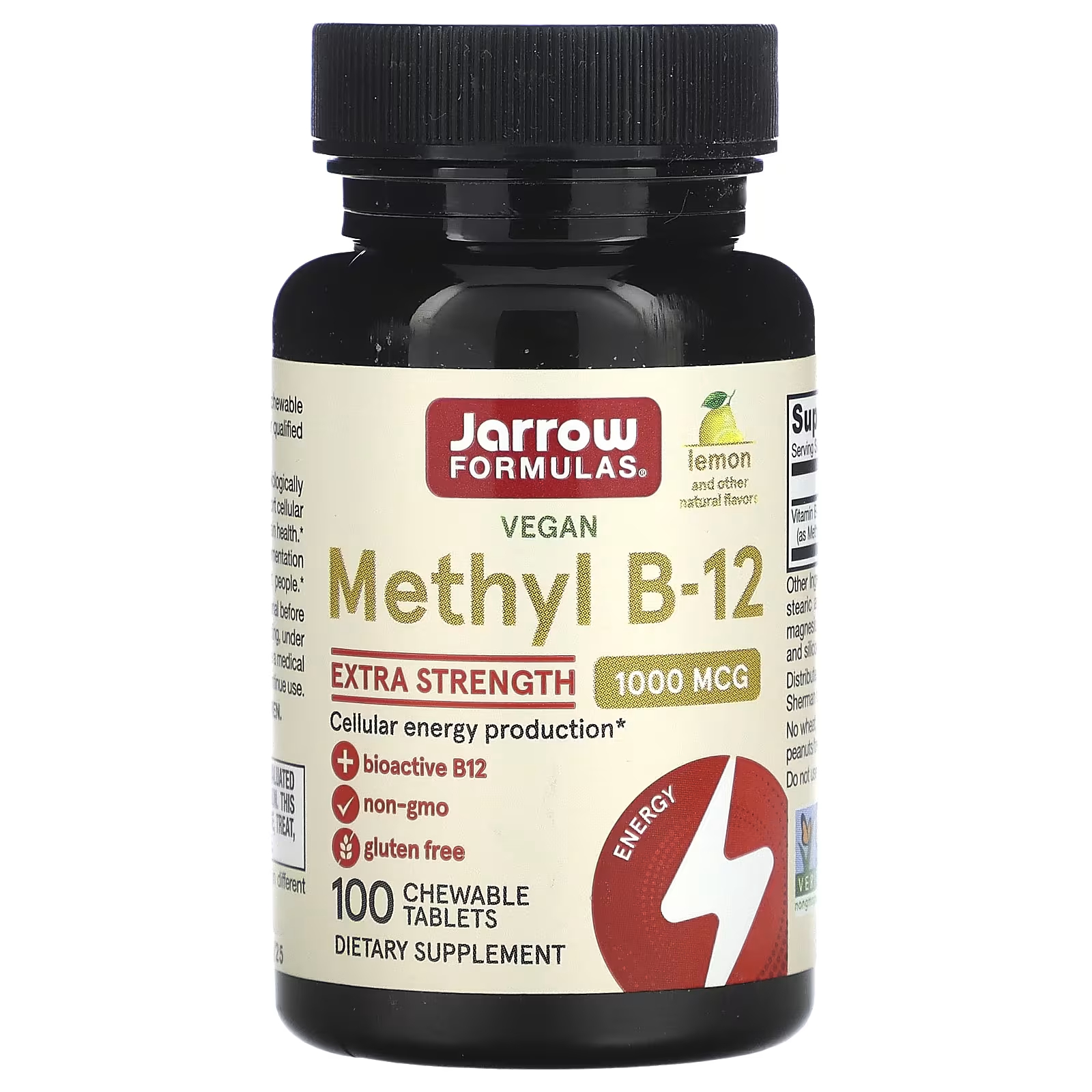 Метил B-12 Jarrow Formulas Extra Strength лимон, 100 жевательных таблеток jarrow formulas folate forte метилфолат метил b12 и p 5 p 30 таблеток