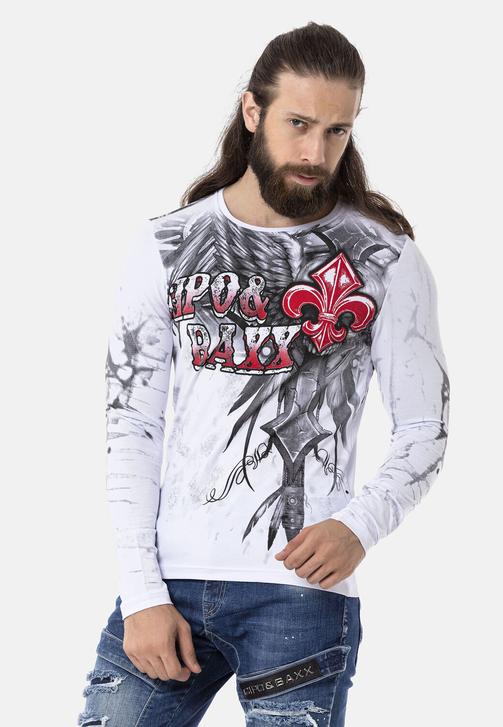 

Лонгслив Cipo & Baxx Langarmshirt, белый