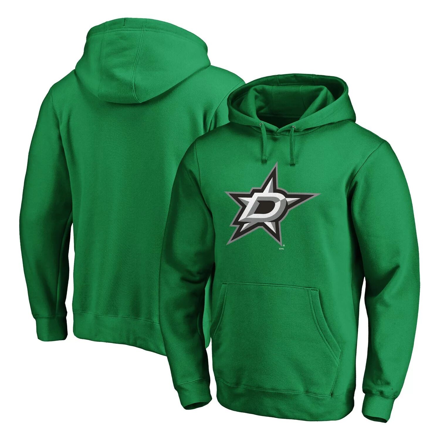 

Мужской флисовый пуловер с капюшоном и логотипом Fanatics Kelly Green Dallas Stars Primary Team