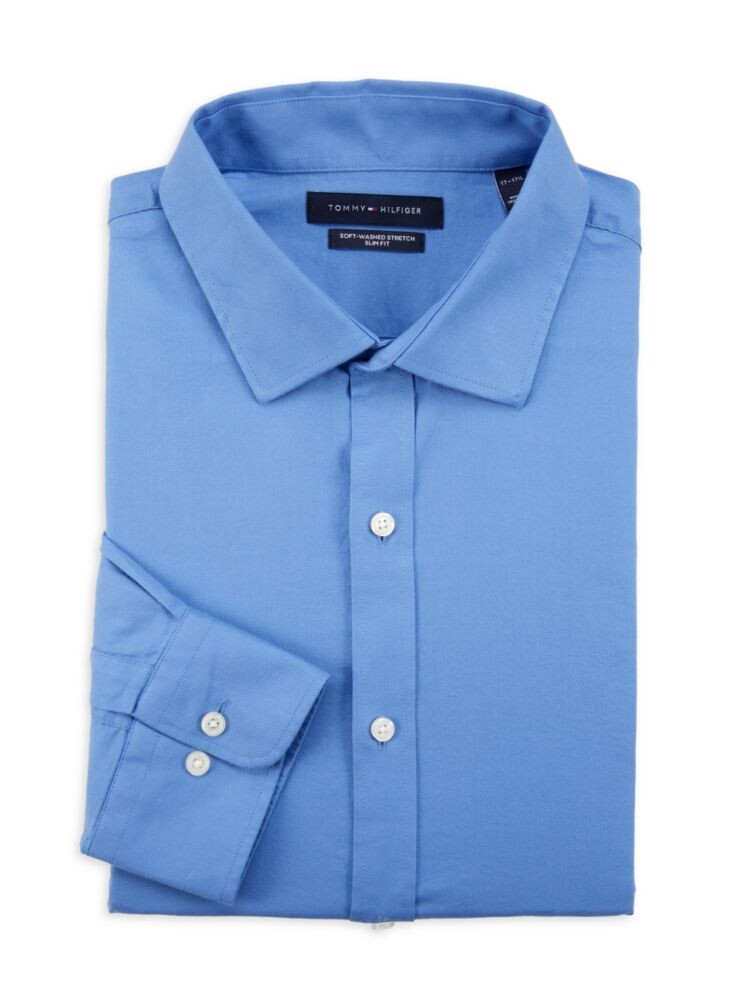 

Мягкая стираная классическая рубашка приталенного кроя Tommy Hilfiger, цвет Washed Blue