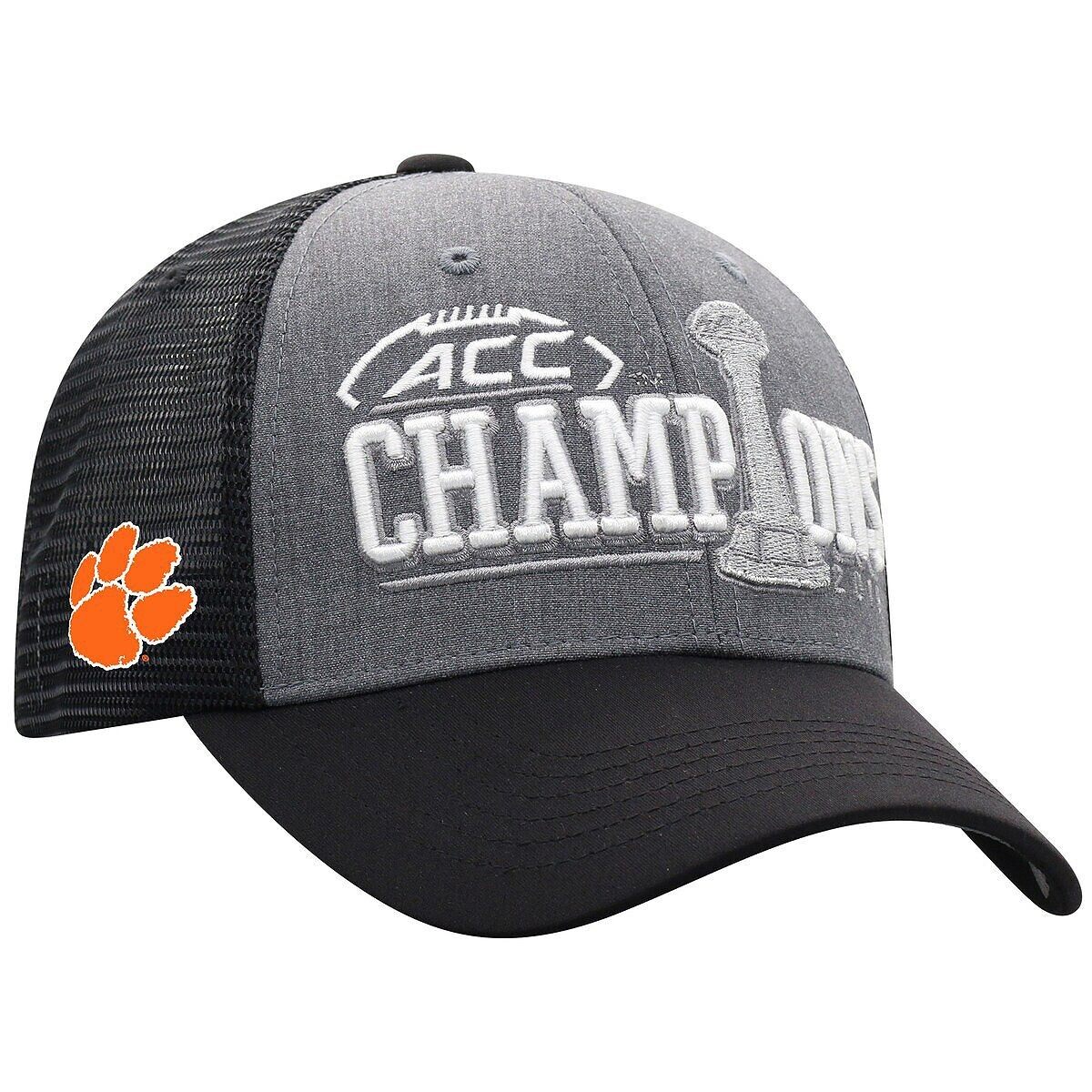 

Мужская серая/черная регулируемая кепка Clemson Tigers 2019 ACC Football Champions в раздевалке Top of the World