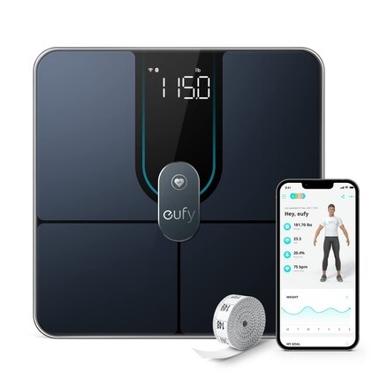 

Цифровые весы для ванной комнаты eufy Smart Scale P2 Pro с Wi-Fi и Bluetooth, 16 измерений — высокая точность 50 г/0,1 фунта