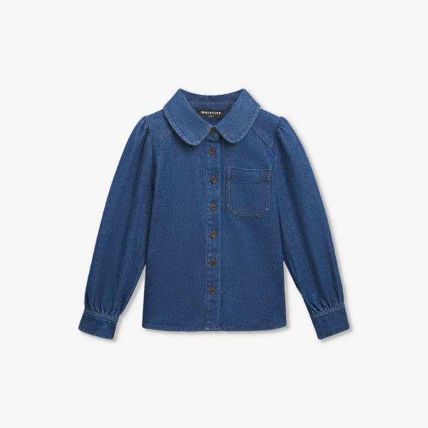 Джинсовая рубашка hazel с нагрудным карманом 3-9 лет Whistles, синий