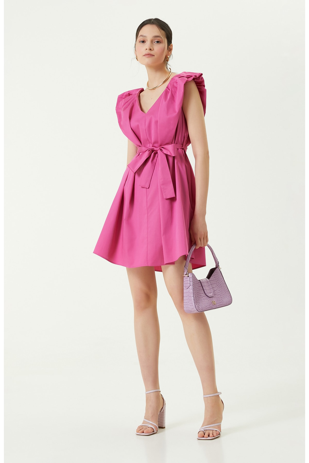 цена Платье без рукавов с V-образным вырезом цвета фуксии Network, розовый