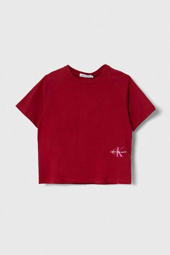 

Детская хлопковая футболка Calvin Klein Jeans, бордовый, Красный
