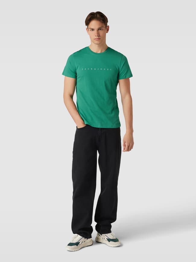 

Футболка из чистого хлопка с принтом логотипа Jack & Jones, темно-зеленый