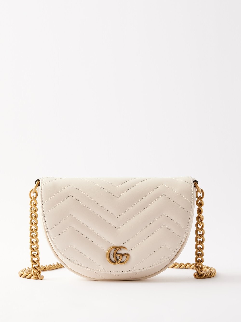 

Сумка через плечо gg-marmont из кожи матлассе Gucci, белый