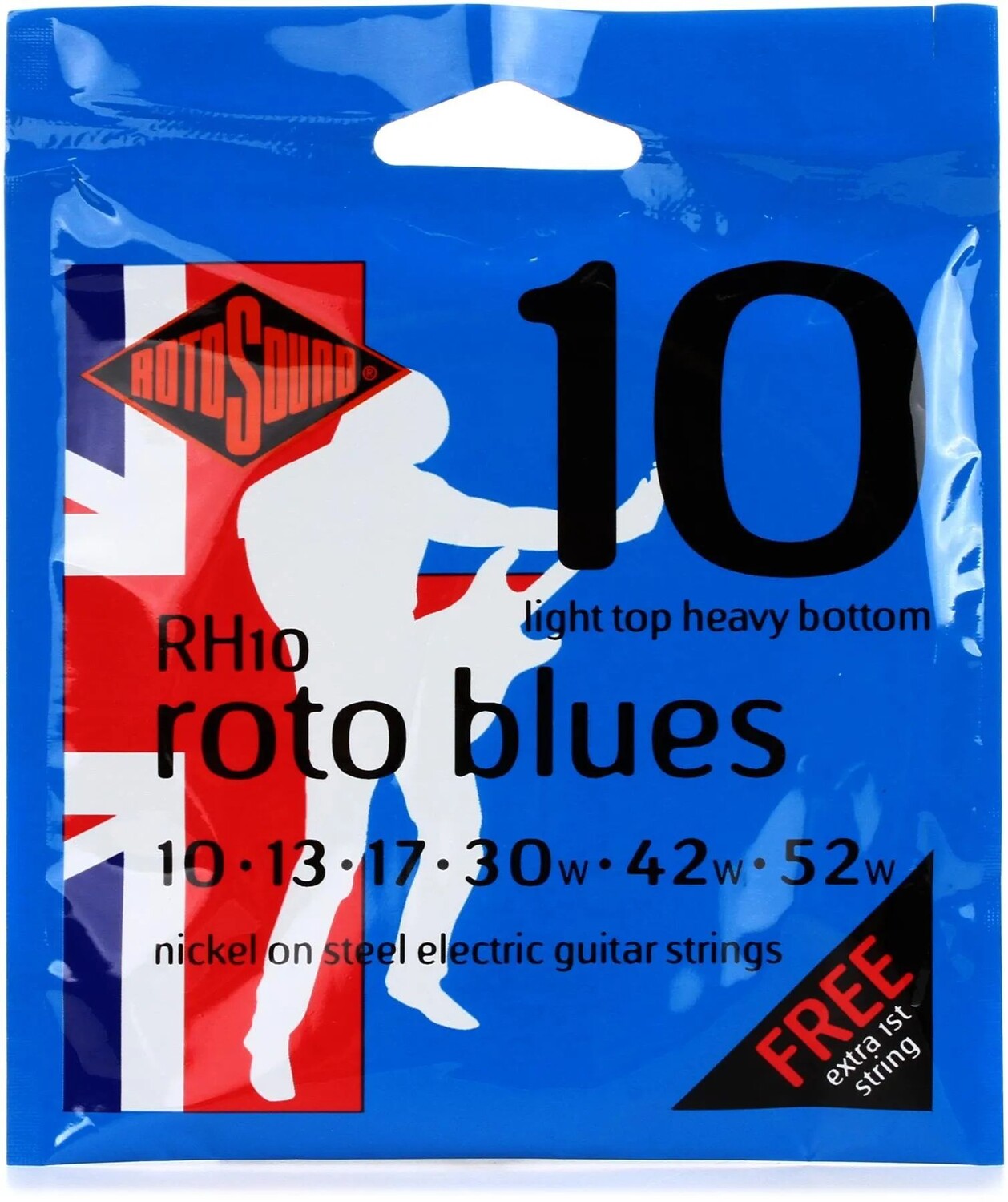 

Струны для электрогитары Rotosound RH10 Roto Blues, никель на стали — .010-.052 Light Top Heavy Bottom