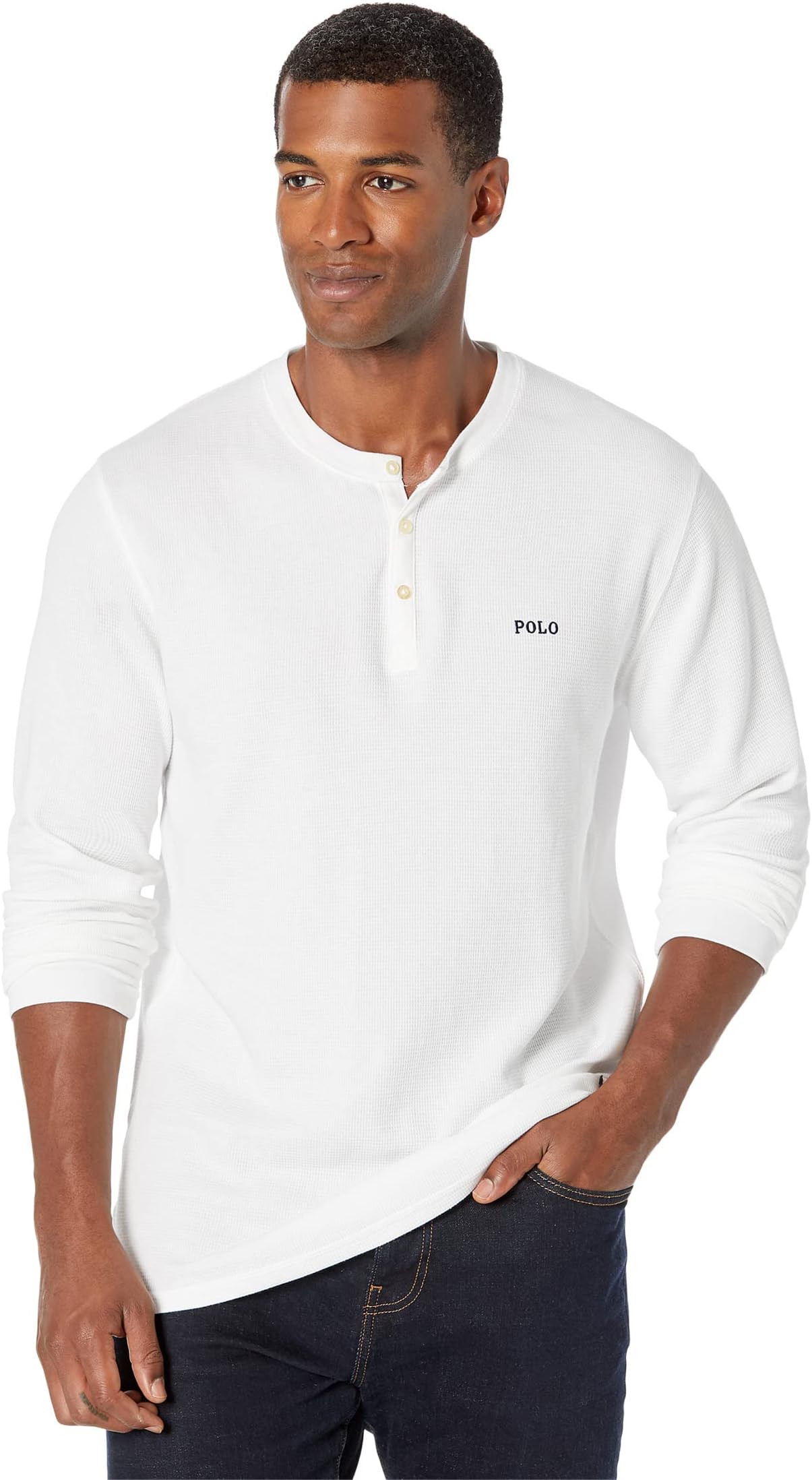 Вафельная футболка с длинным рукавом Polo Ralph Lauren, цвет White Cruise Navy Logo/PP футболка polo ralph lauren hanging logo short цвет cruise navy white gold bugle logo white pony player