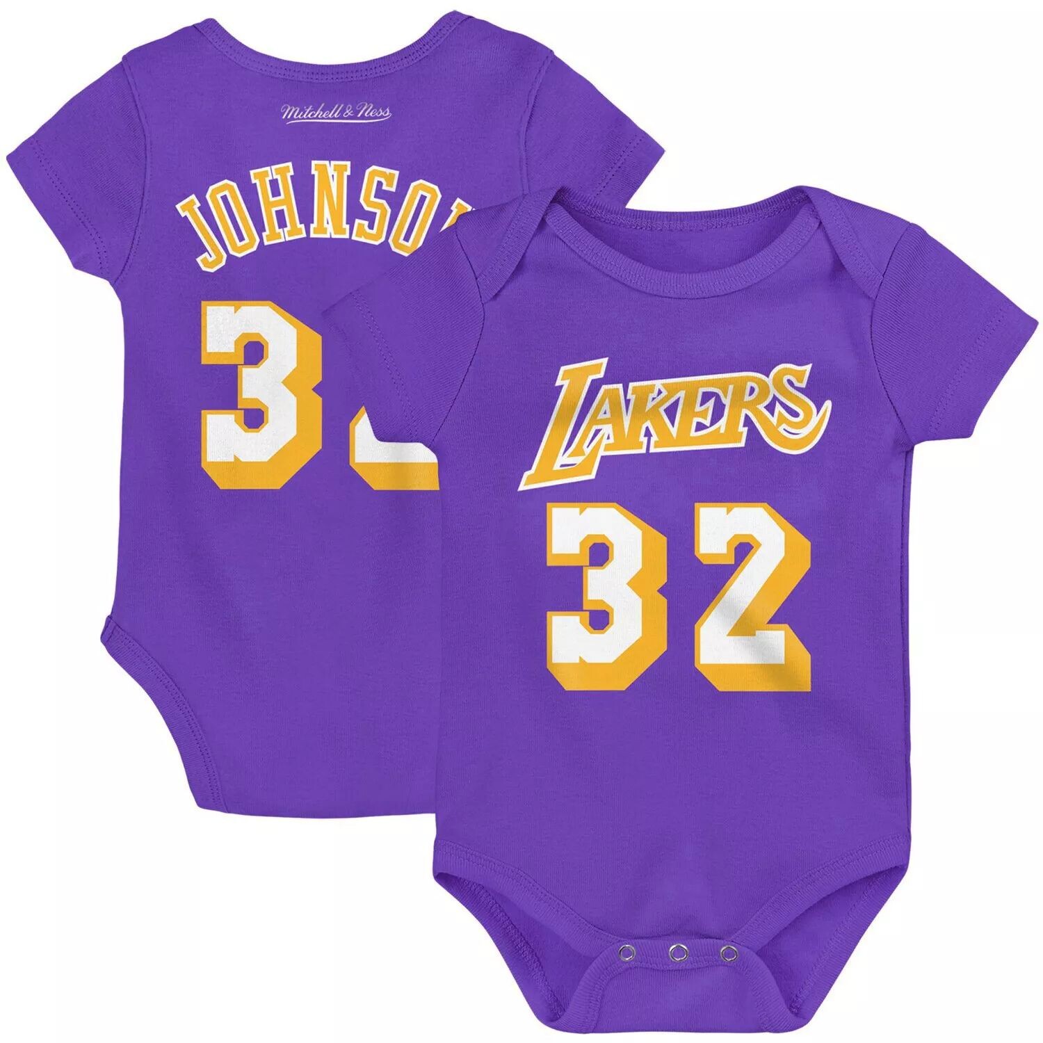 

Младенческое боди Mitchell & Ness Magic Johnson Purple Los Angeles Lakers из твердой древесины, классическое боди с именем и номером Unbranded