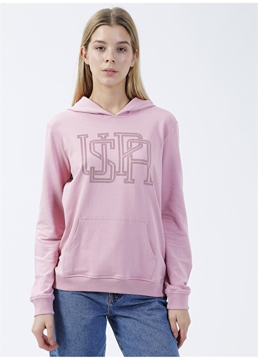 

Розовый женский свитшот с воротником с капюшоном U.S. Polo Assn.