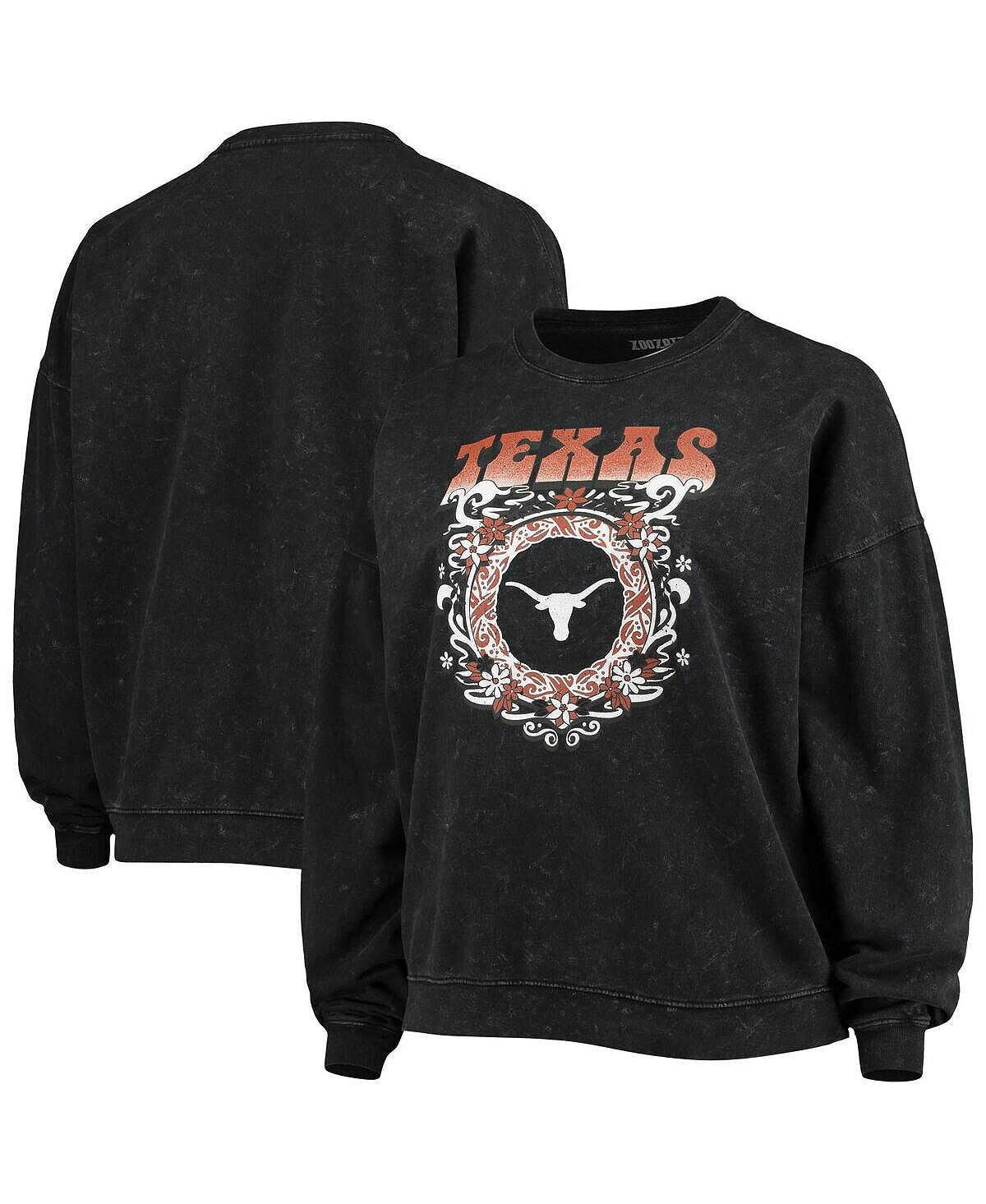 

Женский черный свитер Texas Longhorns Garment Wash, большой пуловер в винтажном стиле ZooZatz, черный