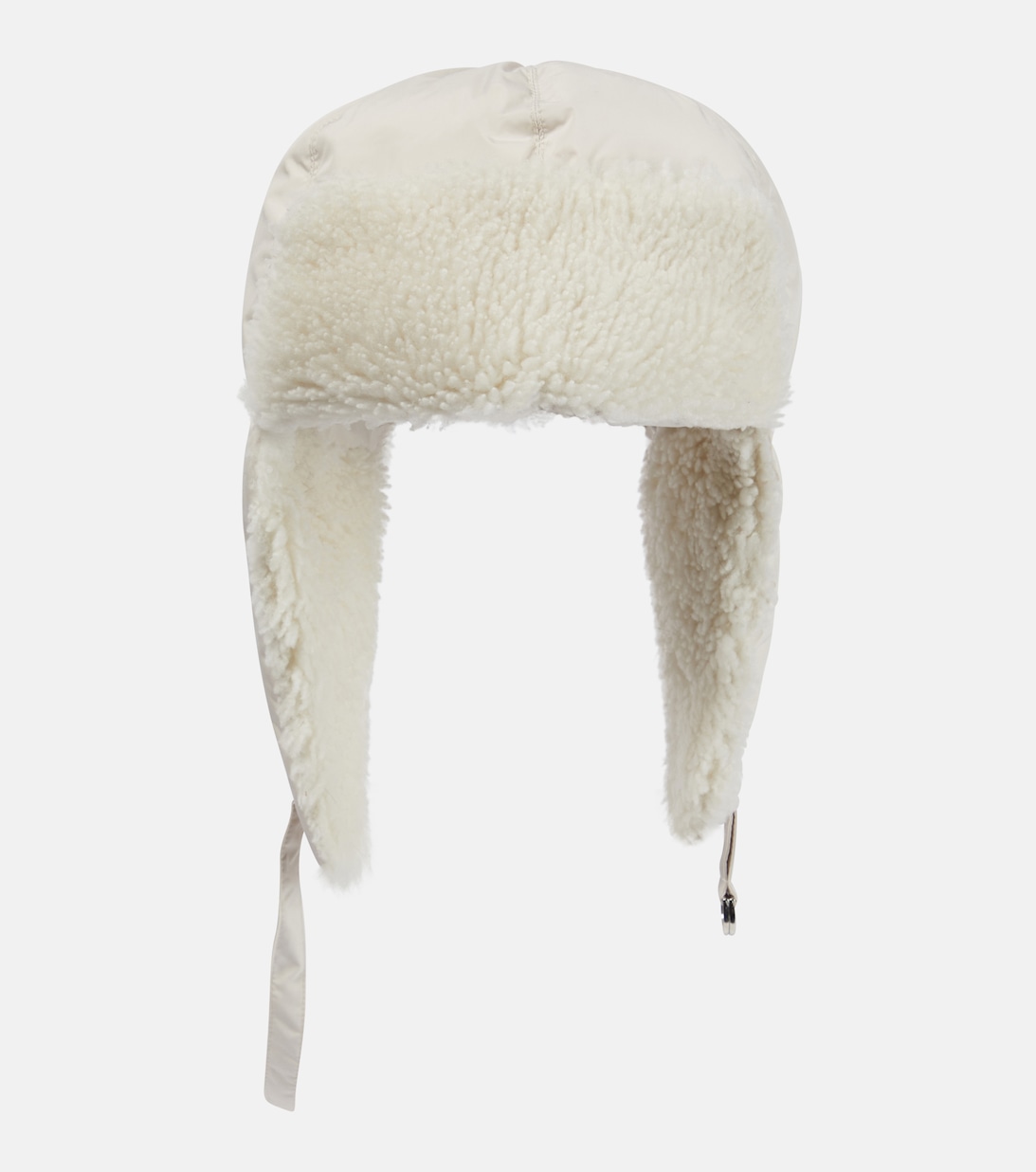 Пуховая шапка с отделкой из овчины Yves Salomon, белый пуховик с отделкой из овчины yves salomon черный
