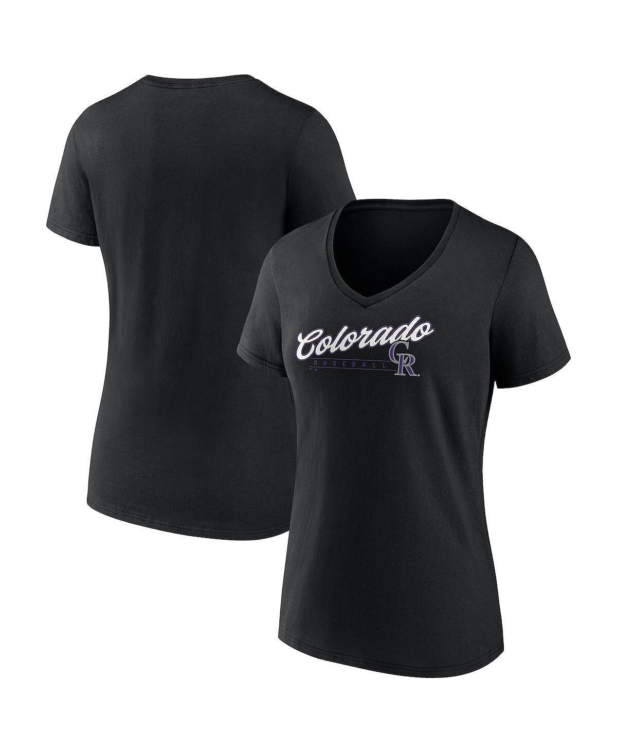 

Женская черная футболка с v-образным вырезом Colorado Rockies One and Only Fanatics, черный