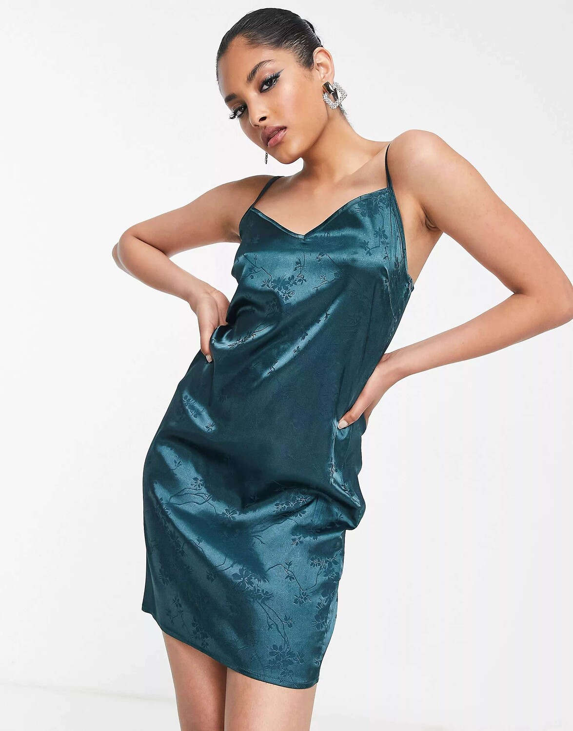 

Атласное мини-платье Urban Threads из бирюзового жаккарда, Зеленый