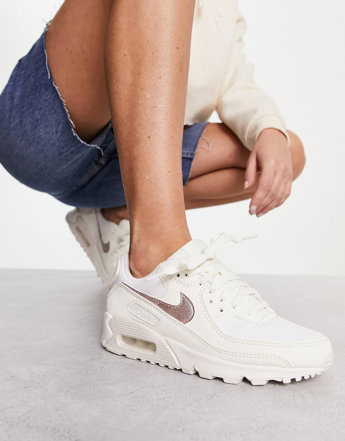 

Кроссовки Nike Air Max 90 из парусины и розовой оксфордской ткани