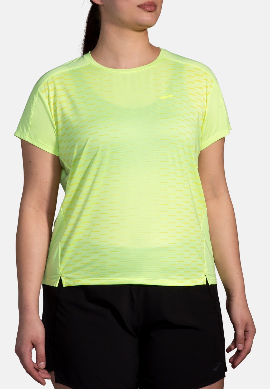 цена Спортивная футболка SPRINT FREE SHORT SLEEVE 2.0 Brooks, цвет lt lime interval gradient