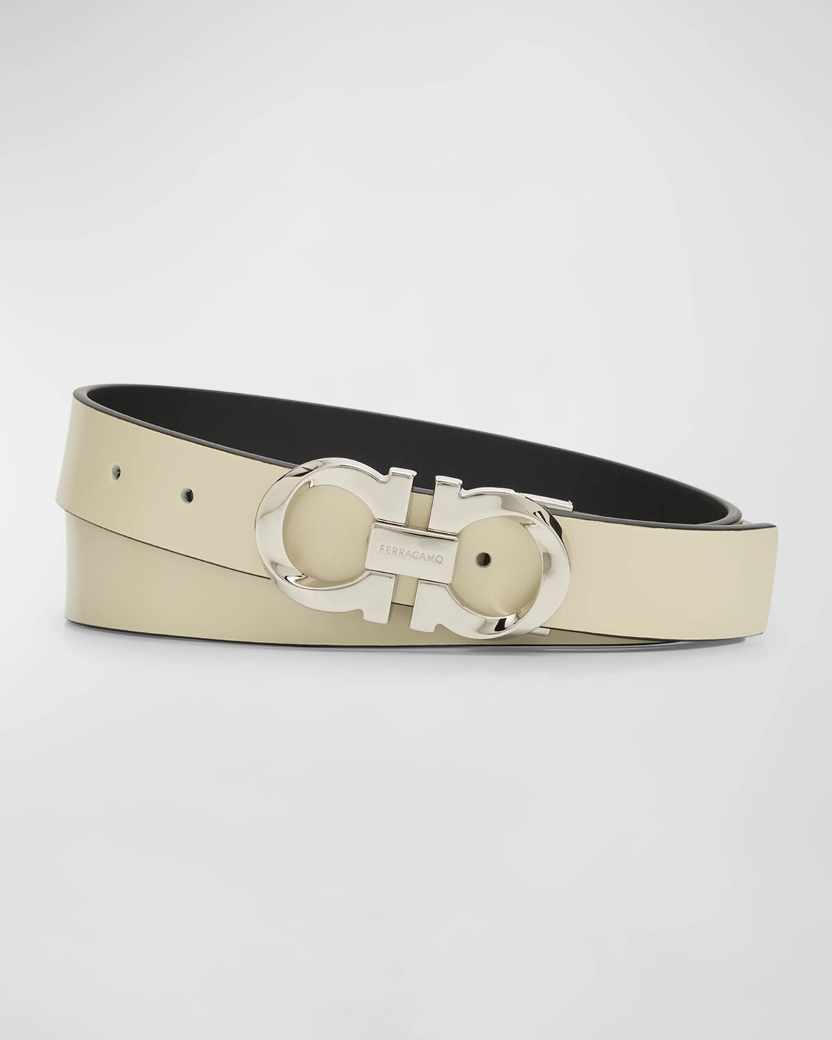

Мужской двусторонний кожаный ремень Gancini Ferragamo, цвет Mascarpone