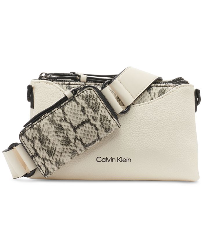 Хромированная регулируемая сумка через плечо на молнии с сумкой на молнии Calvin Klein, белый