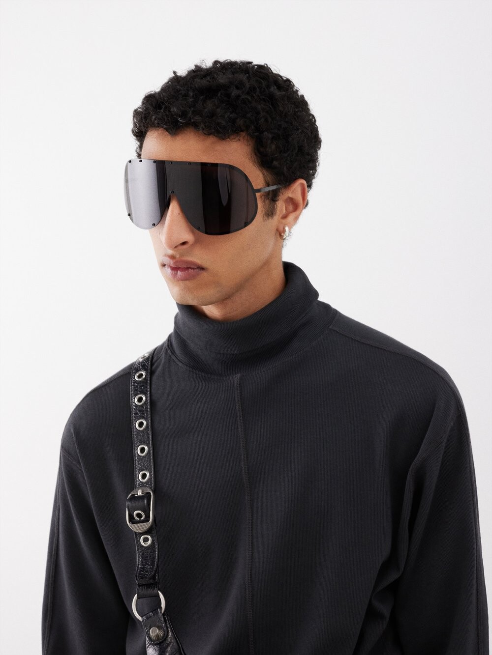 

Массивные солнцезащитные очки из нержавеющей стали с щитками Rick Owens, черный