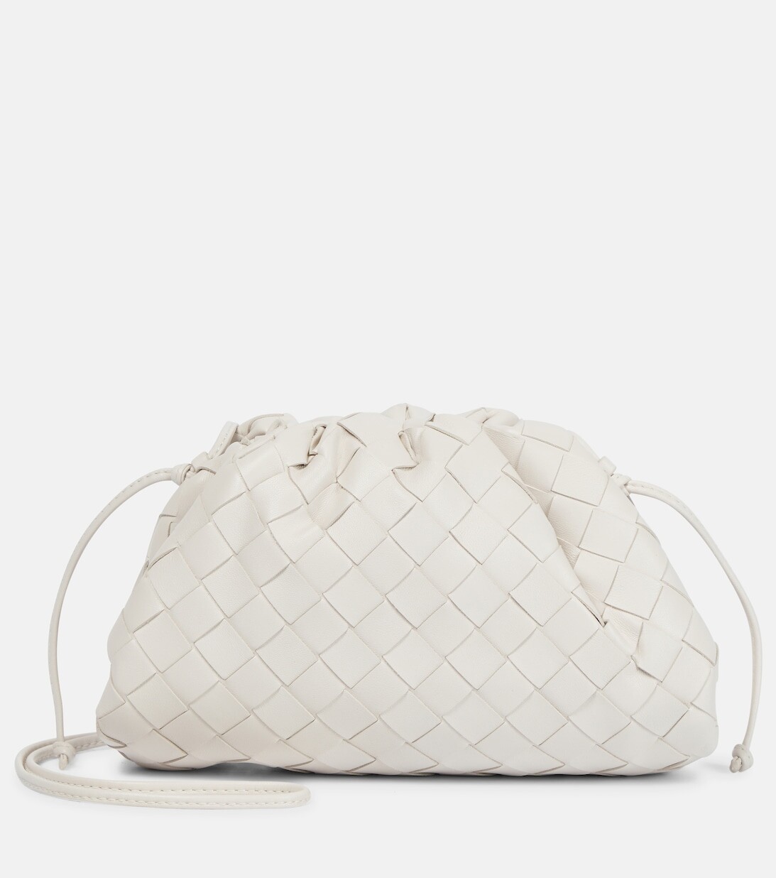 

Кожаный клатч Pouch Mini in intrecciato Bottega Veneta, белый