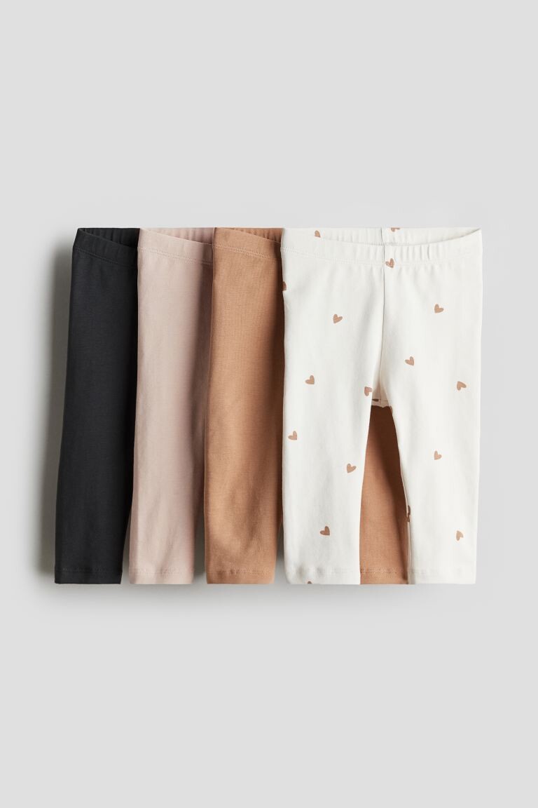 

Комплект из 4 леггинсов из хлопкового джерси H&M, бежевый