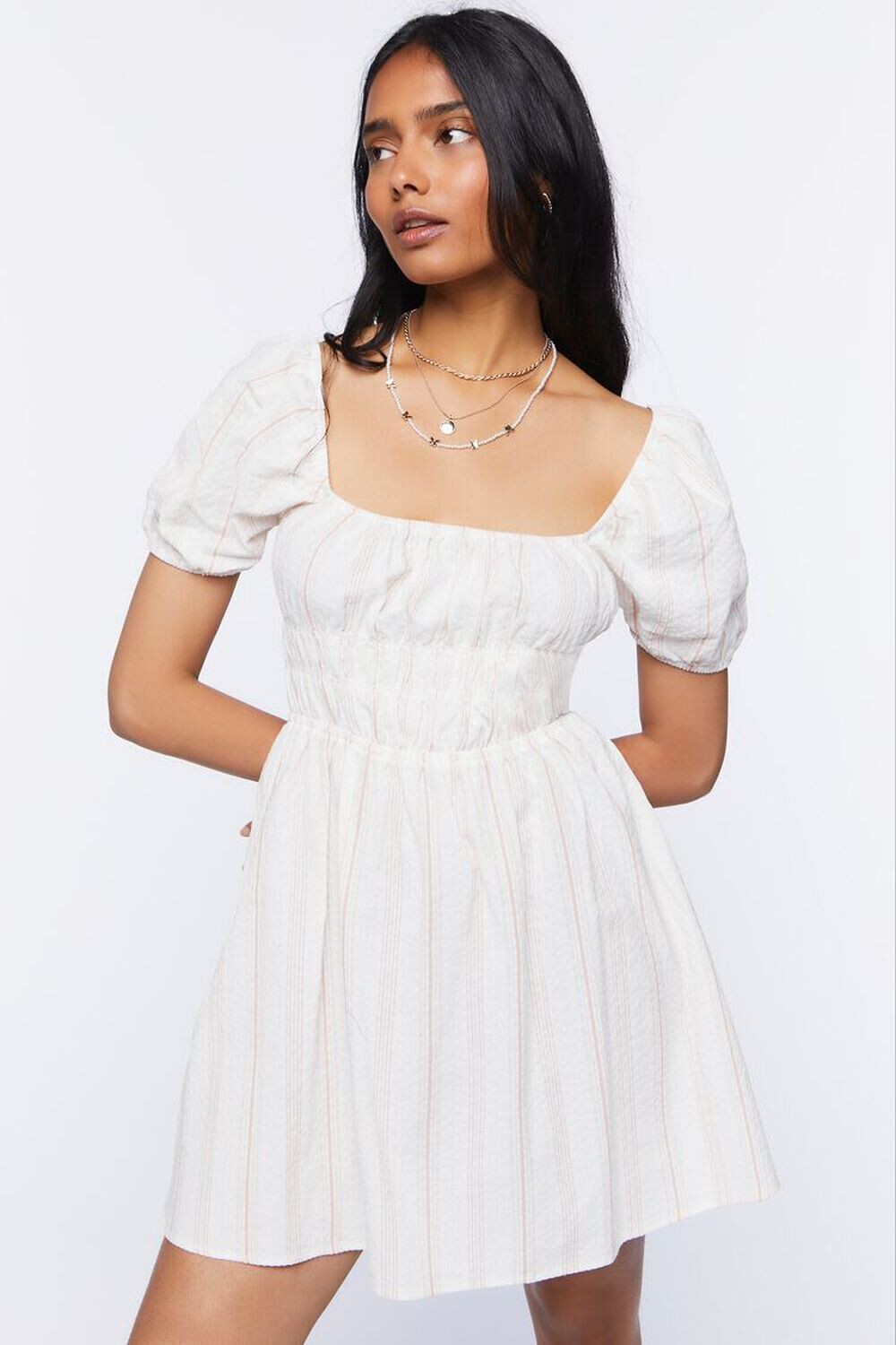 

Мини-платье в полоску с принтом Forever 21, краски