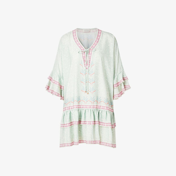 

Многоярусное тканое платье мини Kyla By Malina, цвет pastel palm mint