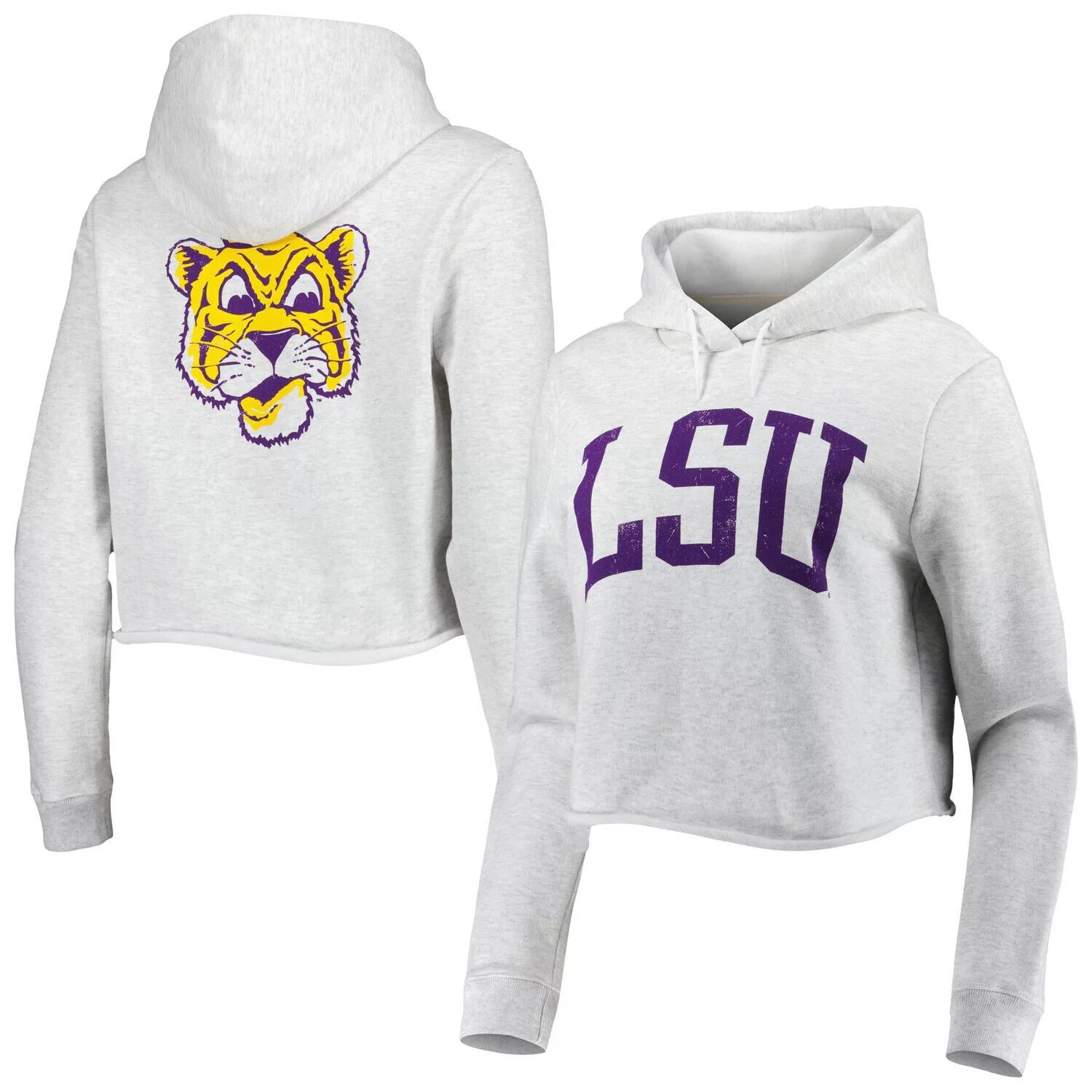

Укороченный пуловер с капюшоном Women's League Collegiate Wear Ash LSU Tigers 2-Hit 1636