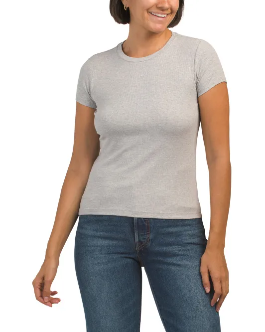 

Рубчатая футболка с короткими рукавами и круглым вырезом C&C California, цвет Heather Grey