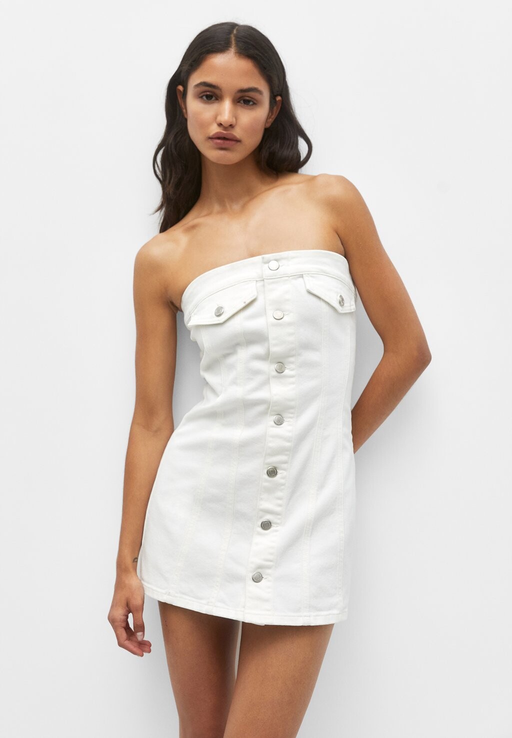 

Джинсовое платье PULL&BEAR, белый