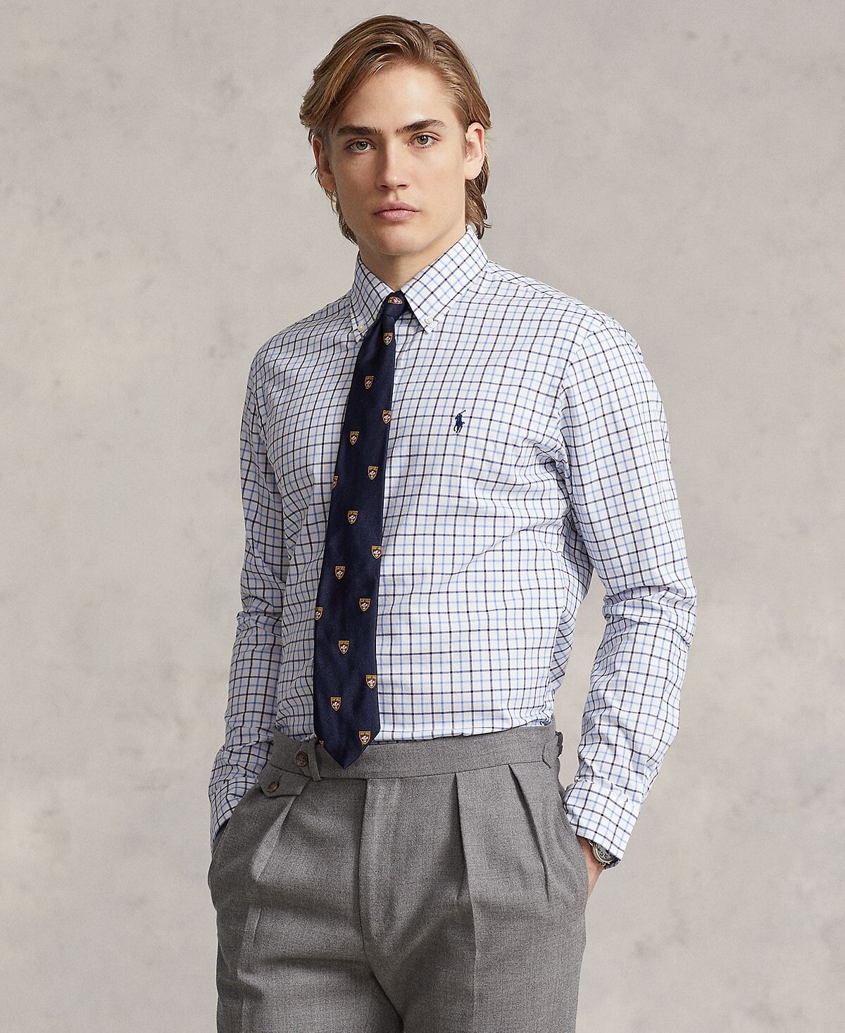 

Мужская хлопковая рубашка классического кроя из твила Tattersall Polo Ralph Lauren